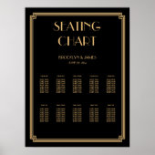 Gouden zwarte trouwstoelindeling poster 18x24 (Voorkant)