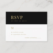 Gouden zwarte typografie elegante minimale bruilof informatiekaartje (Voorkant)