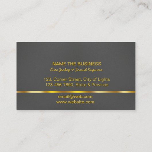 Gouden Zwarte van de Leraar van de Muziek van de Visitekaartje (Achterkant)