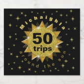 Gouden zwarte verjaardag sparkling wijnetiket (Enkel label)