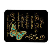 Gouden zwarte vlinder bruiloft magneet (Horizontaal)