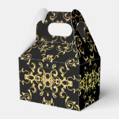 Gouden zwarte wervelende gotische bruiloft bedankdoosjes (Achterkant)