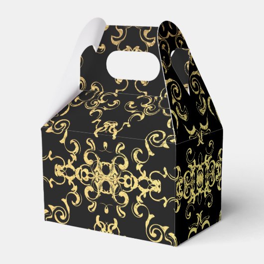 Gouden zwarte wervelende gotische bruiloft bedankdoosjes (Achterkant)