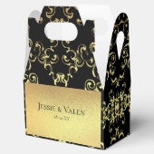 Gouden zwarte wervelende gotische bruiloft bedankdoosjes (Geopend)