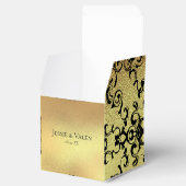 Gouden zwarte wervelende gotische bruiloft bedankdoosjes (Geopend)