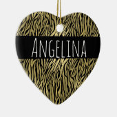 Gouden Zwarte Zebra Print Gepersonaliseerde Naam Keramisch Ornament (Rechts)