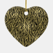 Gouden Zwarte Zebra Print Gepersonaliseerde Naam Keramisch Ornament (Achterkant)