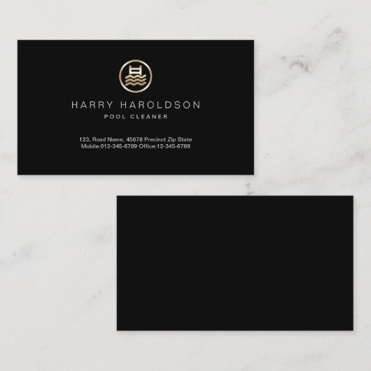 Gouden Zwembad Icon Pool Cleaner Visitekaartje (Voorkant / Achterkant)