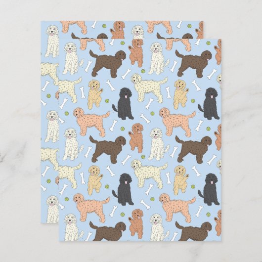 goudendoedel patroon in blauw (Voorkant / Achterkant)