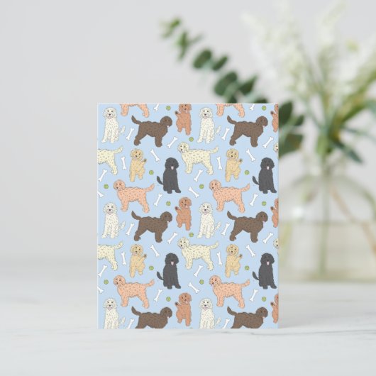 goudendoedel patroon in blauw (Staand voorkant)