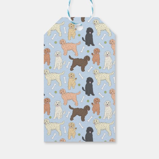 goudendoedel patroon in blauw cadeaulabel (Achterkant)