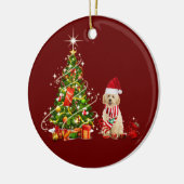 goudendoekje met Pet kerst Keramisch Ornament (Links)