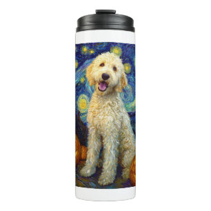 Goudendoodle Cute Hond Halloween Jack O Lantern Po Thermosbeker