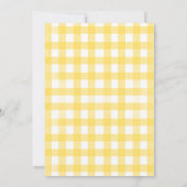 Goudendoodle Gele Gingham Eerste Verjaardag Kaart (Achterkant)