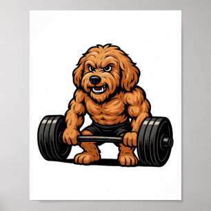 Goudendoodle Gewichtheffen Bodybuilder Workout Gym Poster