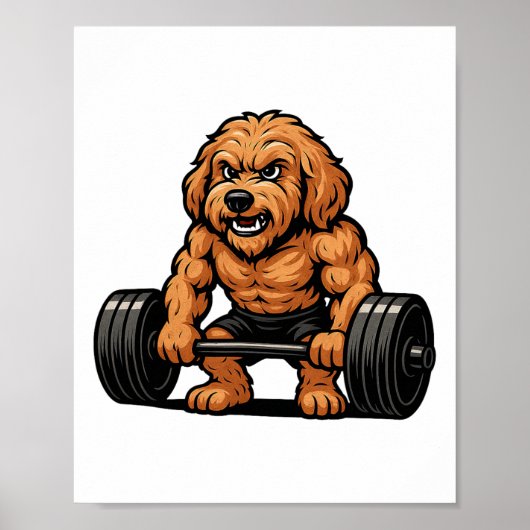 Goudendoodle Gewichtheffen Bodybuilder Workout Gym Poster (Voorkant)