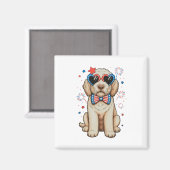 Goudendoodle hond 250ste verjaardag patriottisch magneet (Voorkant / Achterkant)
