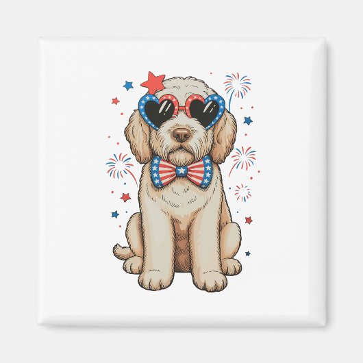 Goudendoodle hond 250ste verjaardag patriottisch magneet (Voorkant)