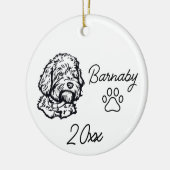 Goudendoodle Hond Aangepaste Naam & Jaar Lijn Kuns Keramisch Ornament (Links)