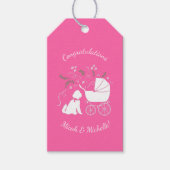 Goudendoodle-hond babyshower roze meisje cadeaulabel (Voorkant)