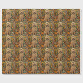 Goudendoodle hond herfst oogst Thanksgiving Cadeaupapier (Vlak)