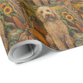 Goudendoodle hond herfst oogst Thanksgiving Cadeaupapier (Rol Hoek)