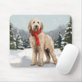 Goudendoodle hond in sneeuw Kerstmis Muismat (Met muis)