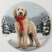 Goudendoodle-hond in sneeuw Kerstmis Ronde Button 6,0 Cm (Voorkant)