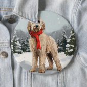 Goudendoodle-hond in sneeuw Kerstmis Ronde Button 6,0 Cm (In situ)