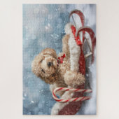 Goudendoodle Hond Kerst Feestelijk Legpuzzel (Verticaal)
