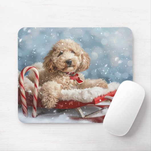 Goudendoodle Hond Kerst Feestelijk Muismat (Met muis)