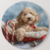 Goudendoodle Hond Kerst Feestelijk Ronde Button 6,0 Cm (Voorkant)