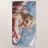 Goudendoodle Hond Kerst Feestelijk Strandlaken (Voorkant)