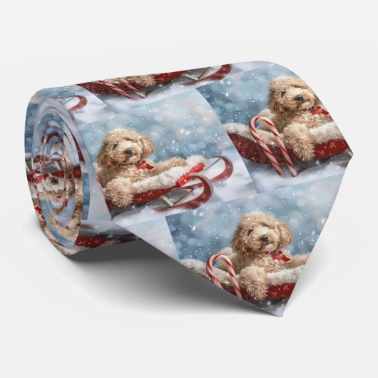 Goudendoodle Hond Kerst Feestelijk Stropdas (Opgerold)