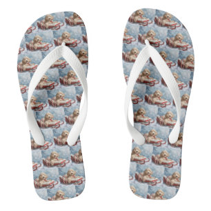 Goudendoodle Hond Kerst Feestelijk Teenslippers