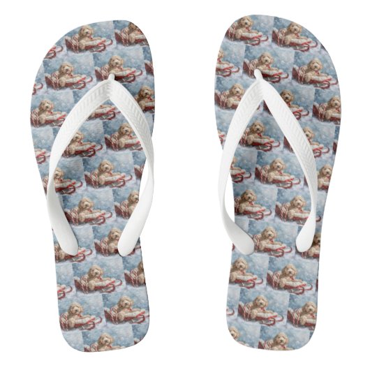 Goudendoodle Hond Kerst Feestelijk Teenslippers (Voetbed)