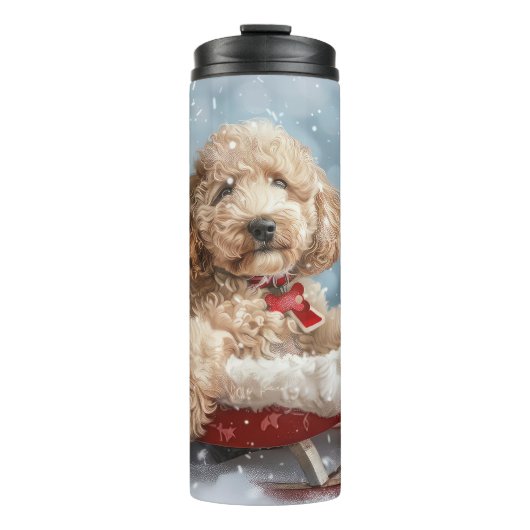 Goudendoodle Hond Kerst Feestelijk Thermosbeker (Voorkant)