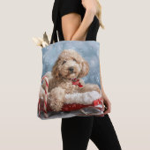 Goudendoodle Hond Kerst Feestelijk Tote Bag (Dichtbij)