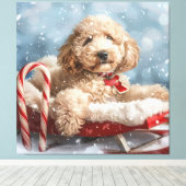 Goudendoodle hond kerstfeest canvas afdruk (Insitu (Houten vloer))
