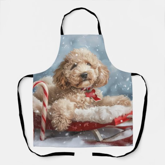 Goudendoodle hond kerstfeest  schort (Voorkant)