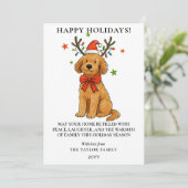 Goudendoodle hond rendiergewei puppy Kerstmis Feestdagenkaart (Staand voorkant)