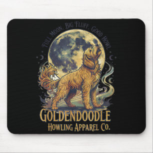 Goudendoodle huilt naar de maan vintage honden kun muismat