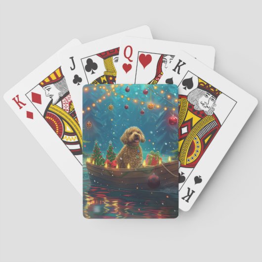Goudendoodle Kerst Feestelijke Reis Pokerkaarten (Achterkant)