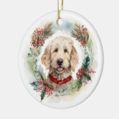 Goudendoodle Kerstkrans Festieve Pup Keramisch Ornament (Links)