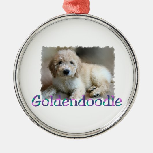 Goudendoodle Kunst Metalen Ornament (Voorkant)