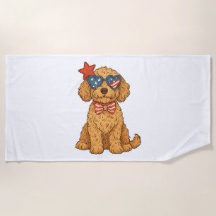 Goudendoodle Patriottische ClipArt Strandlaken
