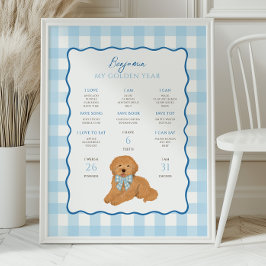 Goudendoodle Puppy Hond 1e Verjaardag Mijlpaal Poster
