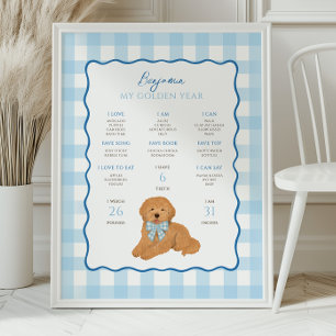 Goudendoodle Puppy Hond 1e Verjaardag Mijlpaal Poster