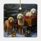 Goudendoodle Sneeuw Slede Kerst Decoratie (Achterkant)