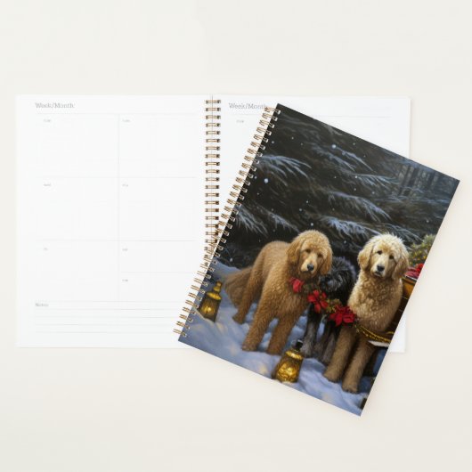 Goudendoodle Sneeuw Slede Kerst Decoratie Planner (Display)